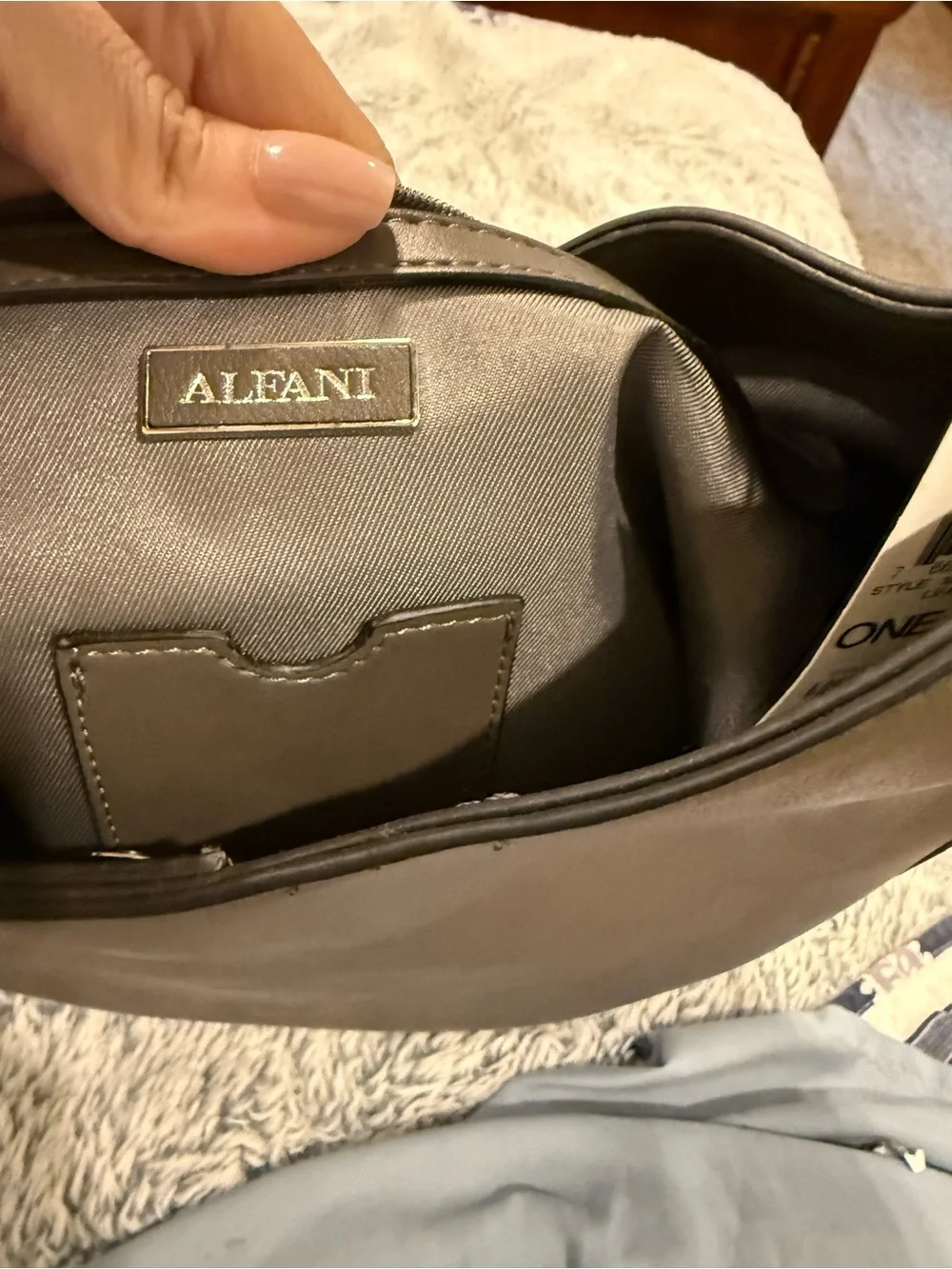 NWT Alfani Gray Shoulder Hobo Bag with Black Strap